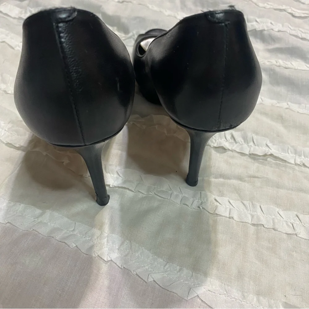 Jimmy Choo - Pump, Black Leather, Platform, Peep Toe, High Heel Women’s Size 35